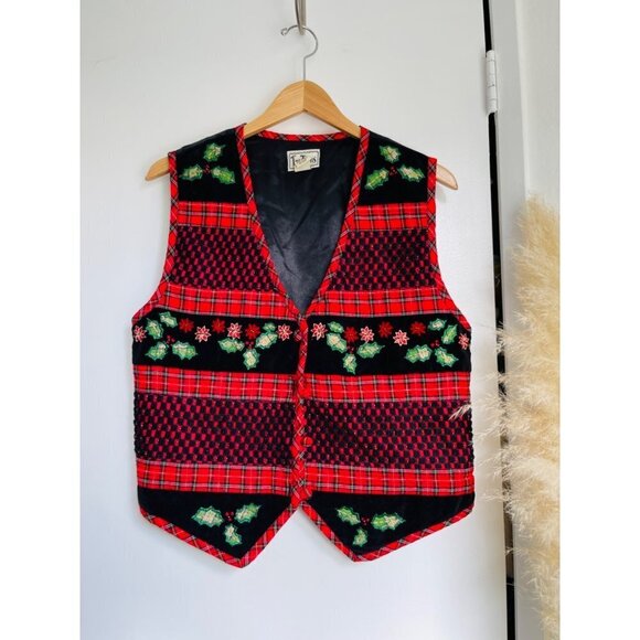 Vintage Tan Trum Xmas / Holiday Vest Sz L - Picture 1 of 5